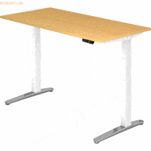 mcbuero.de Sitz-Steh-Schreibtisch elektrisch 160x80cm Buche/Weiß-alu