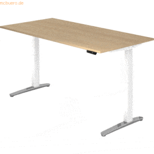 mcbuero.de Sitz-Steh-Schreibtisch elektrisch 200x100cm Eiche/Weiß-alu