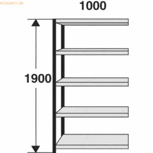 Kerkmann Regalfeld Stora 100 HxBxT 190x100x30cm 5 Böden ohne Rückwand